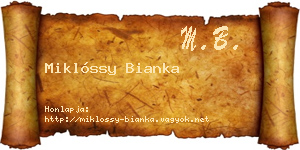 Miklóssy Bianka névjegykártya